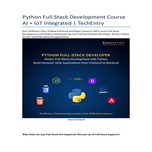 Python Full Stack Development Course AI + IoT Integrated | TechEntry | PDF