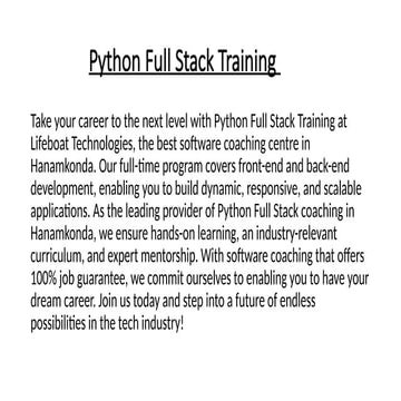 Python Training Program in Hyderabad & Hanamkonda | PPT