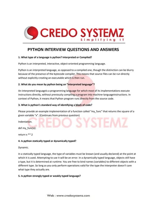Python interview questions and answers