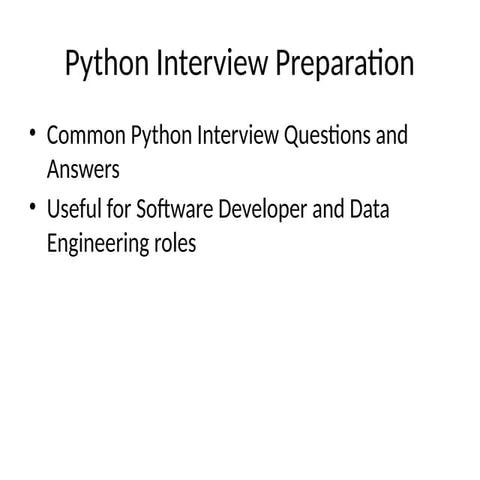 Python Core Interview Cheat Sheet for a Senior Interview | PDF