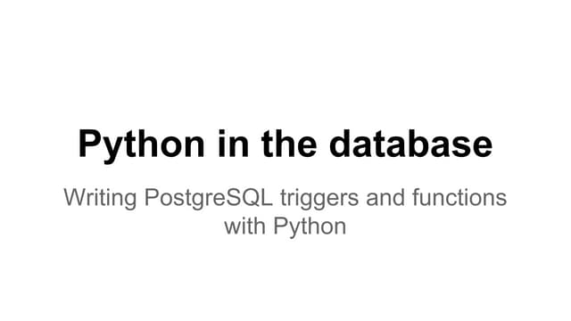 Python in the database | PDF | Databases | Computer Software and ...