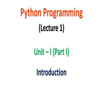 Python Introduction | JNTUA | R19 | UNIT 1 | PPT