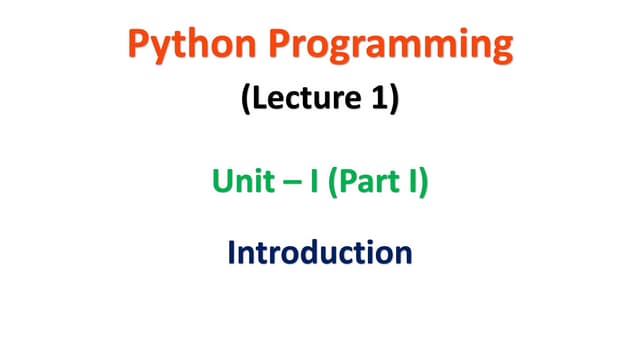 Python Introduction | JNTUA | R19 | UNIT 1 