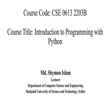 Python Lecture 2. It is also the basic .