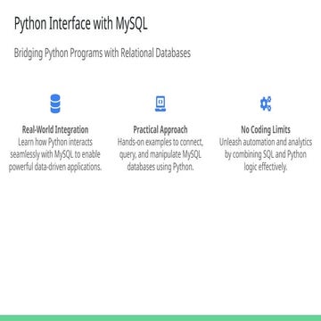 PYTHON MYSQL INTERFACE FOR CLASS XII STUDENTS | PPTX