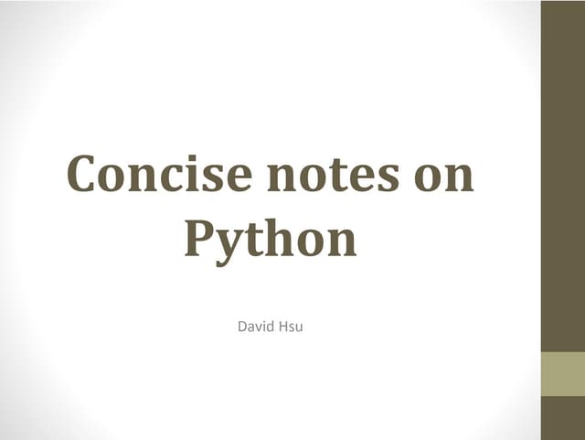 Concise Notes on Python | PPT
