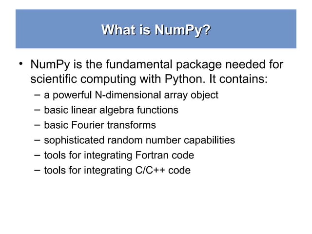 Introduction to Numpy Foundation Study GuideStudyGuide | PPT