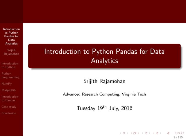 Introduction to Python Pandas for Data Analytics | PDF