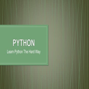 Learn Python The Hard Way Presentation | PPT