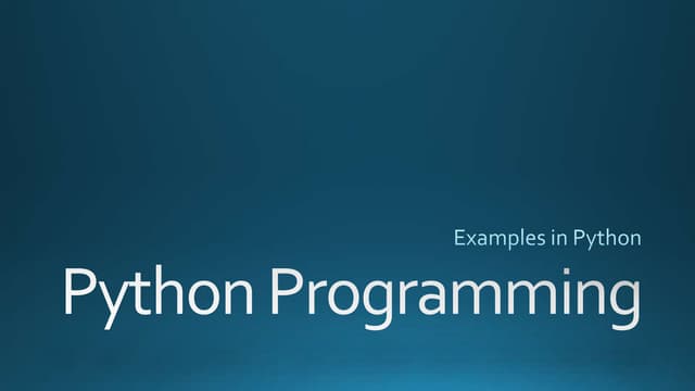 Python programming - Everyday(ish) Examples | PPT
