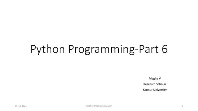 Python programming Part -6 | PPT