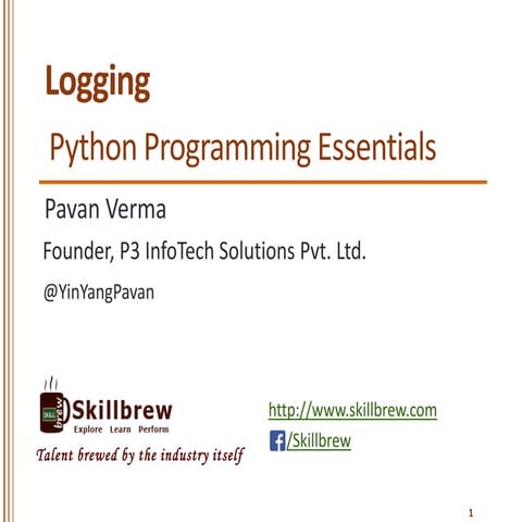 Python Programming Essentials - M27 - Logging module | PPTX