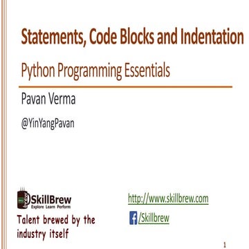 Python Programming Essentials - M6 - Code Blocks and Indentation | PPT