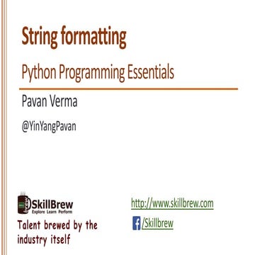Python Programming Essentials - M9 - String Formatting | PPT