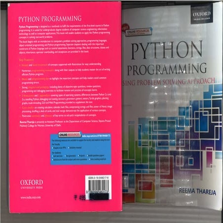Python programming using problem solving approach by thareja, reema (z