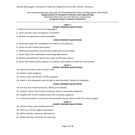 Python question bank | PDF