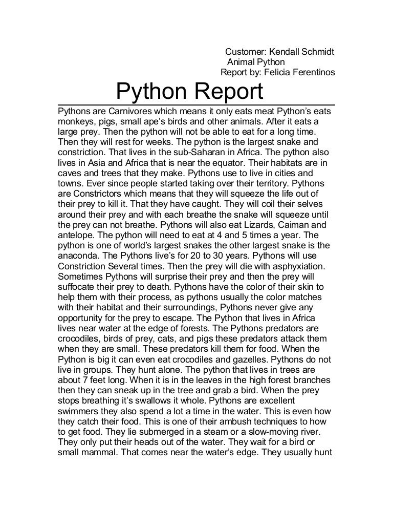Python report for kendall