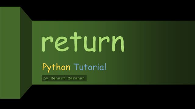 Python return statement | PPT