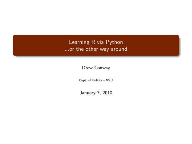 Learning R via Python…or the other way around