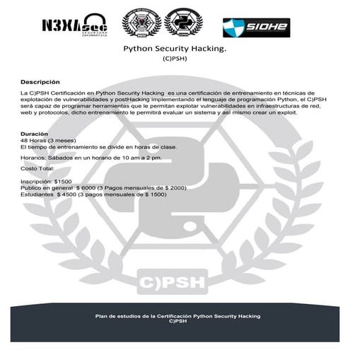 C)PSH Certificación Python security hacking plan de estudios | PDF