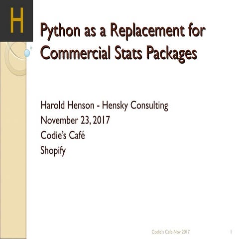 Python as a Replacement for Commercial Stats Packages | PPT