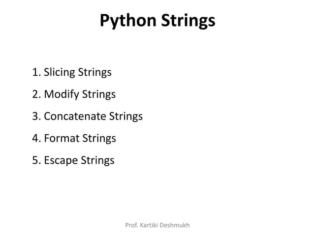 Python Strings and strings types with Examples | PPT