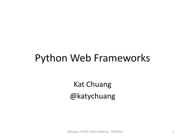 Python talk web frameworks