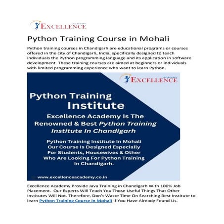 Python Training Course in Mohali | PDF