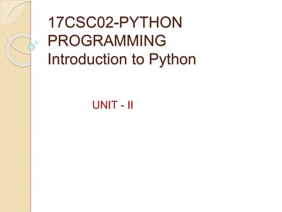 Introduction to python for Beginners | PPT