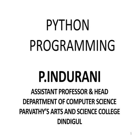 PYTHON PROGRAMMING | PPT