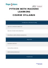 Python with machine learning Syllabus