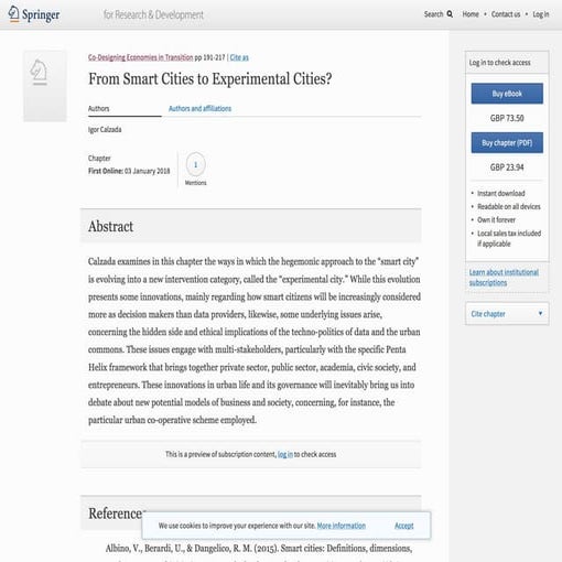 From Smart Cities to Experimental Cities?