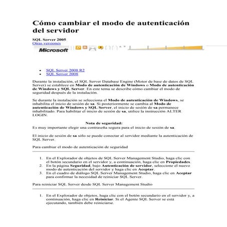 Instalación de microsoft sql server 2005 | PDF