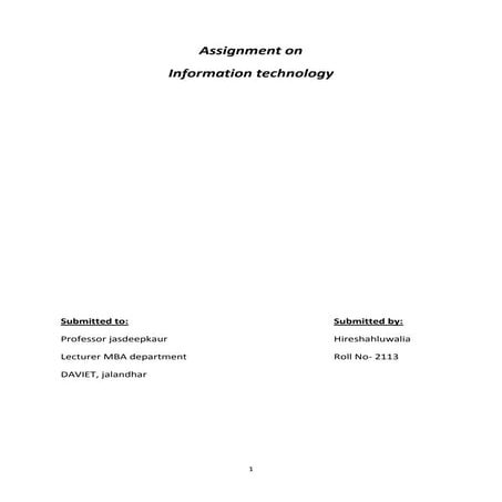 Information technology by Hiresh Ahluwalia