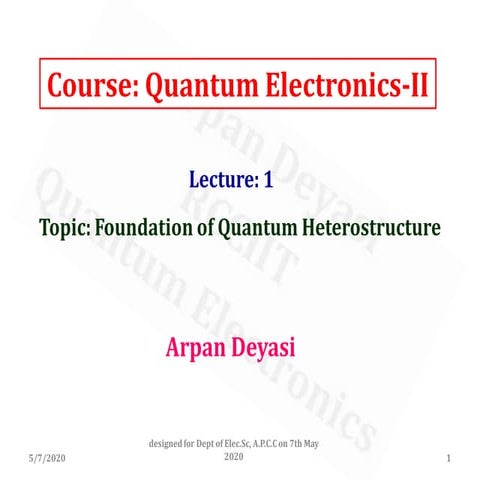 Quantum Electronics Lecture 1