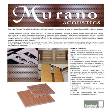Murano Acoustics Wood Panels Brochure 