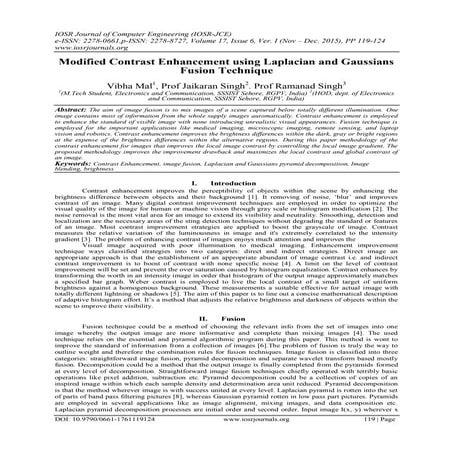 Modified Contrast Enhancement using Laplacian and Gaussians Fusion Technique