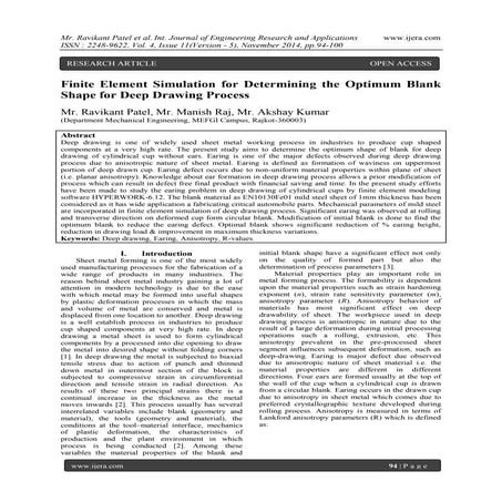 Finite Element Simulation for Determining the Optimum Blank Shape for Deep Dr...