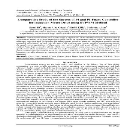Comparative Study of the Success of PI and PI-Fuzzy Controller for Induction ...