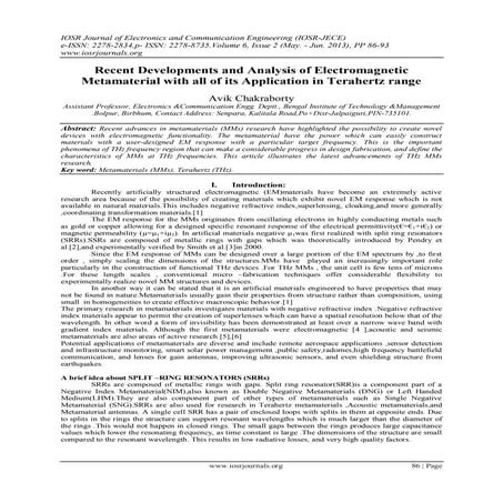 Recent Developments and Analysis of Electromagnetic Metamaterial with all of ...