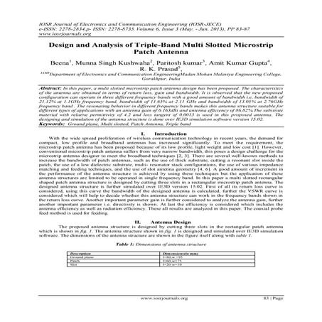 Design and Analysis of Triple-Band Multi Slotted Microstrip Patch Antenna