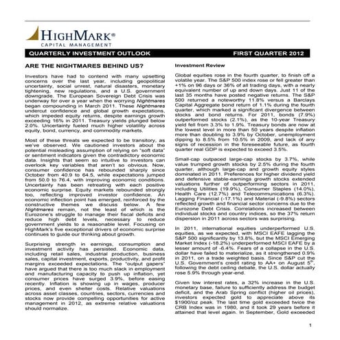 Q1 2012 Investment Outlook: Are the Nightmares Behind Us?
