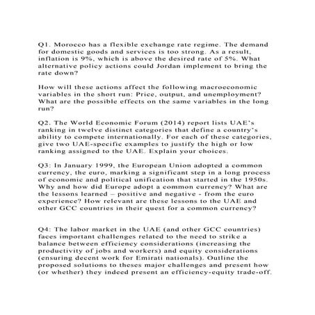 Q1. Morocco has a flexible exchange rate regime. The demand for do.docx