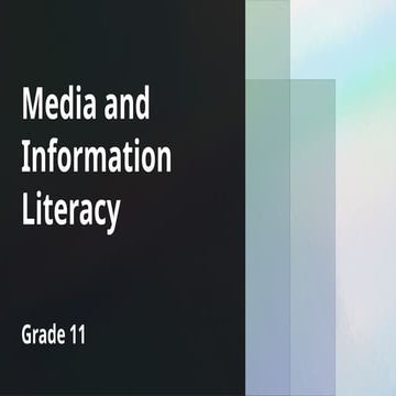 Media and Information Literacy Quarter 1 - Lesson 3 | PPTX