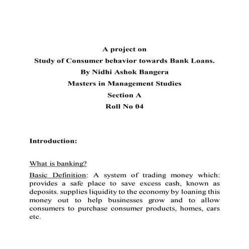 Study on banking sector