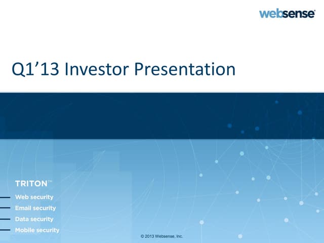 Q113 Investor Presentation