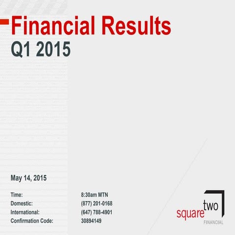 First Quarter 2015 Financial Results Investor Call