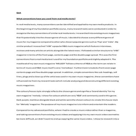 Q1- conventions from real media text