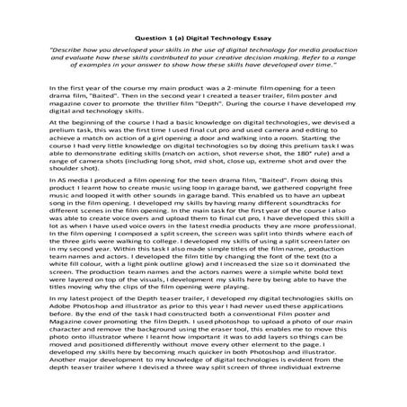 Q1 (a) digital technology essay