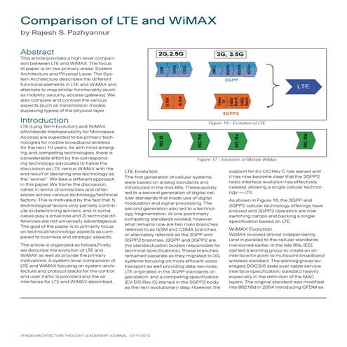 Comparison of LTE and WiMAX